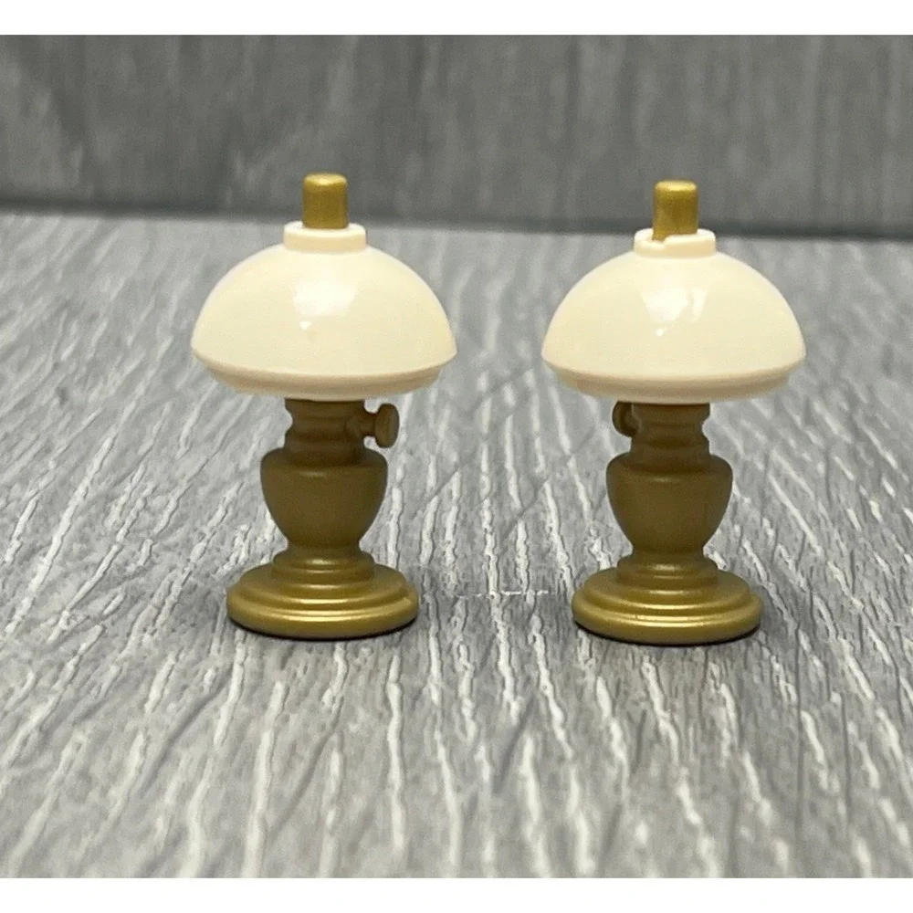Vtg Playmobil Miniature Table Lamp Set of 2 Series 1900 Victorian Sheriffs Gold